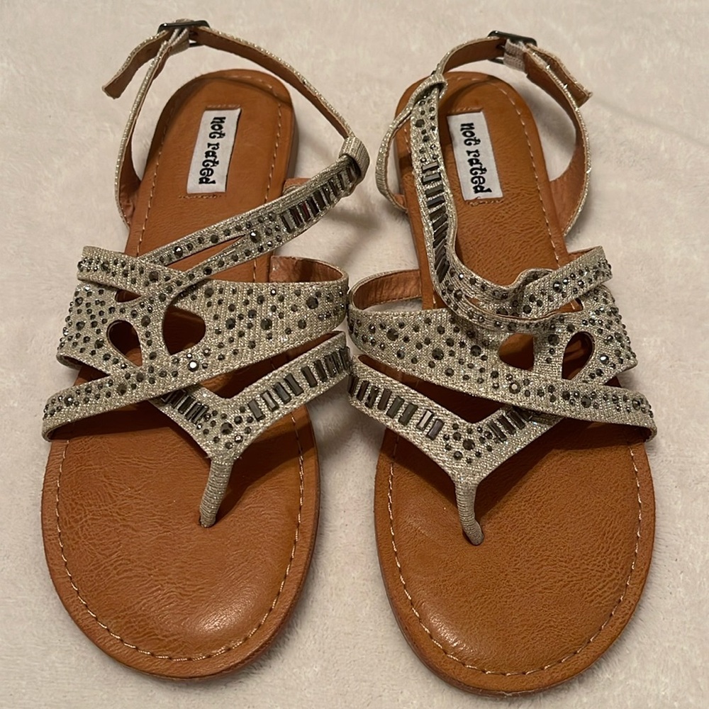 💜 Not Rated Gold Glitter Strappy Sandals